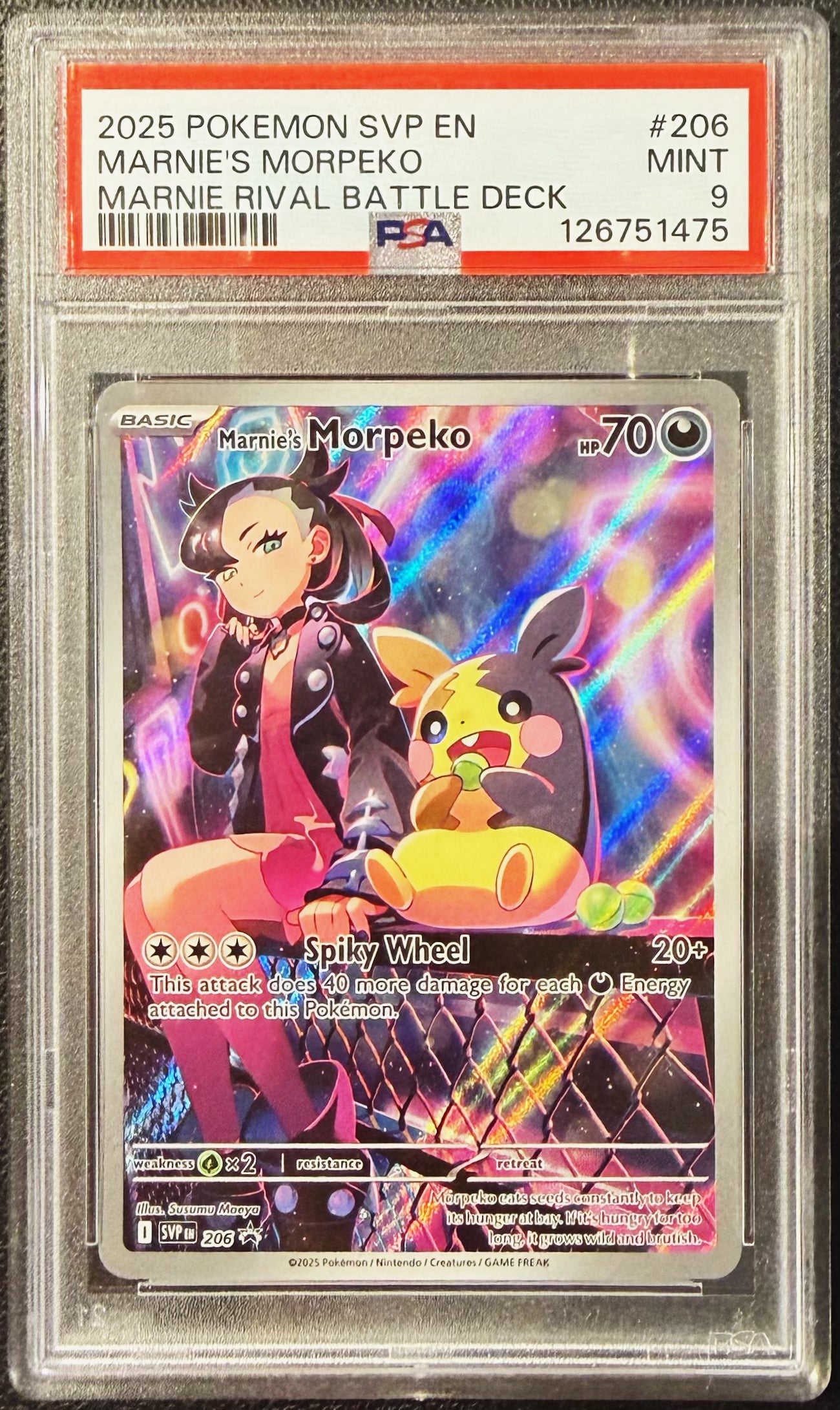 2025 POKEMON SVP EN-SV BLACK STAR PROMO #206 MARNIE'S MORPEKO PSA 9