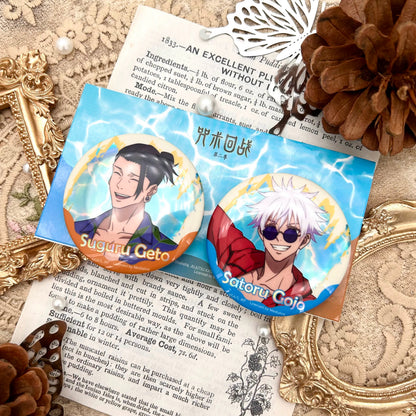 Jujutsu Kaisen Holographic Button Badge Set Satoru Gojo & Suguru Geto